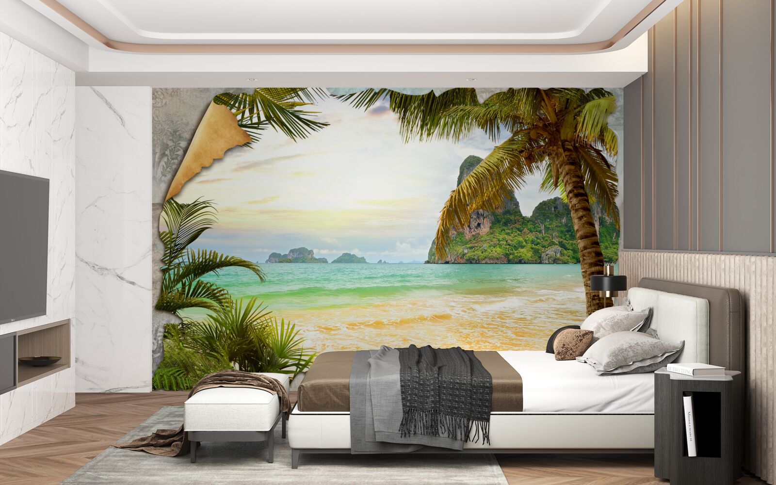 Papier peint océan et falaises