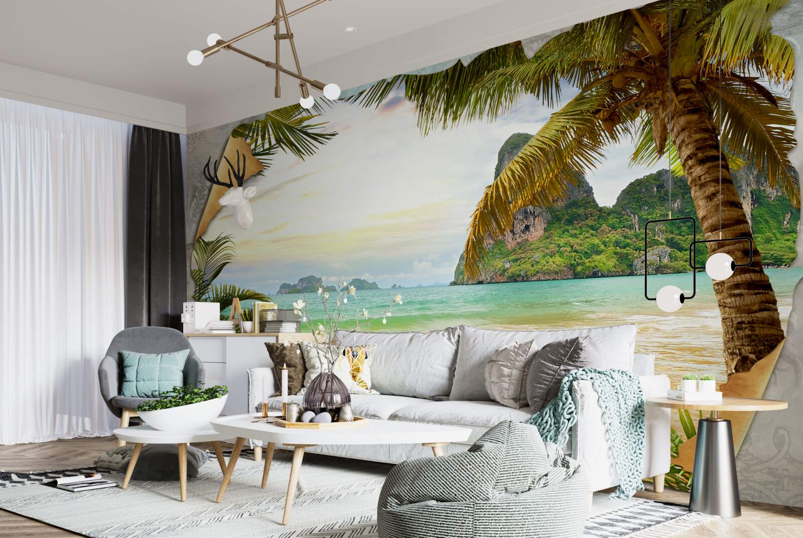 Papier peint océan et falaises