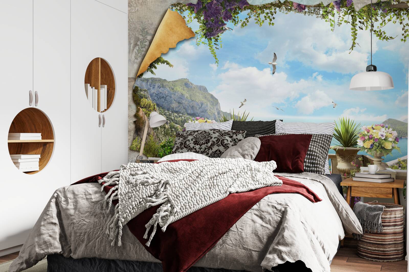 Papier peint vue panoramique sur la mer depuis le balcon