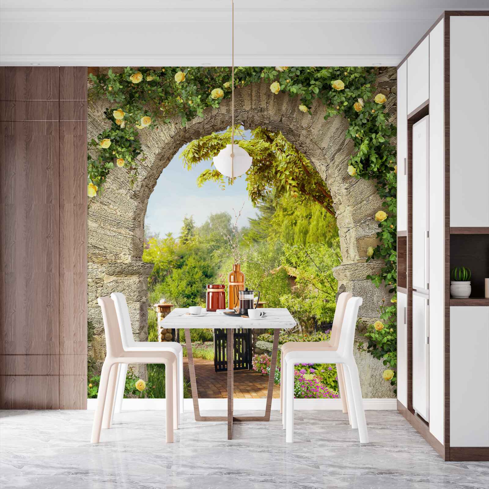 Papier peint jardin de roses