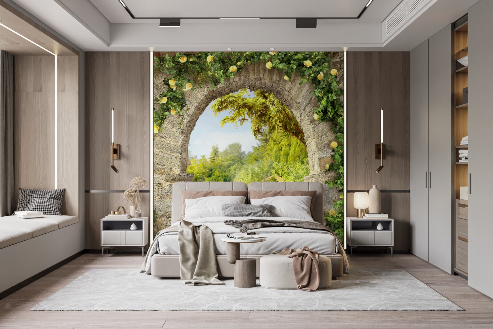 Papier peint jardin de roses