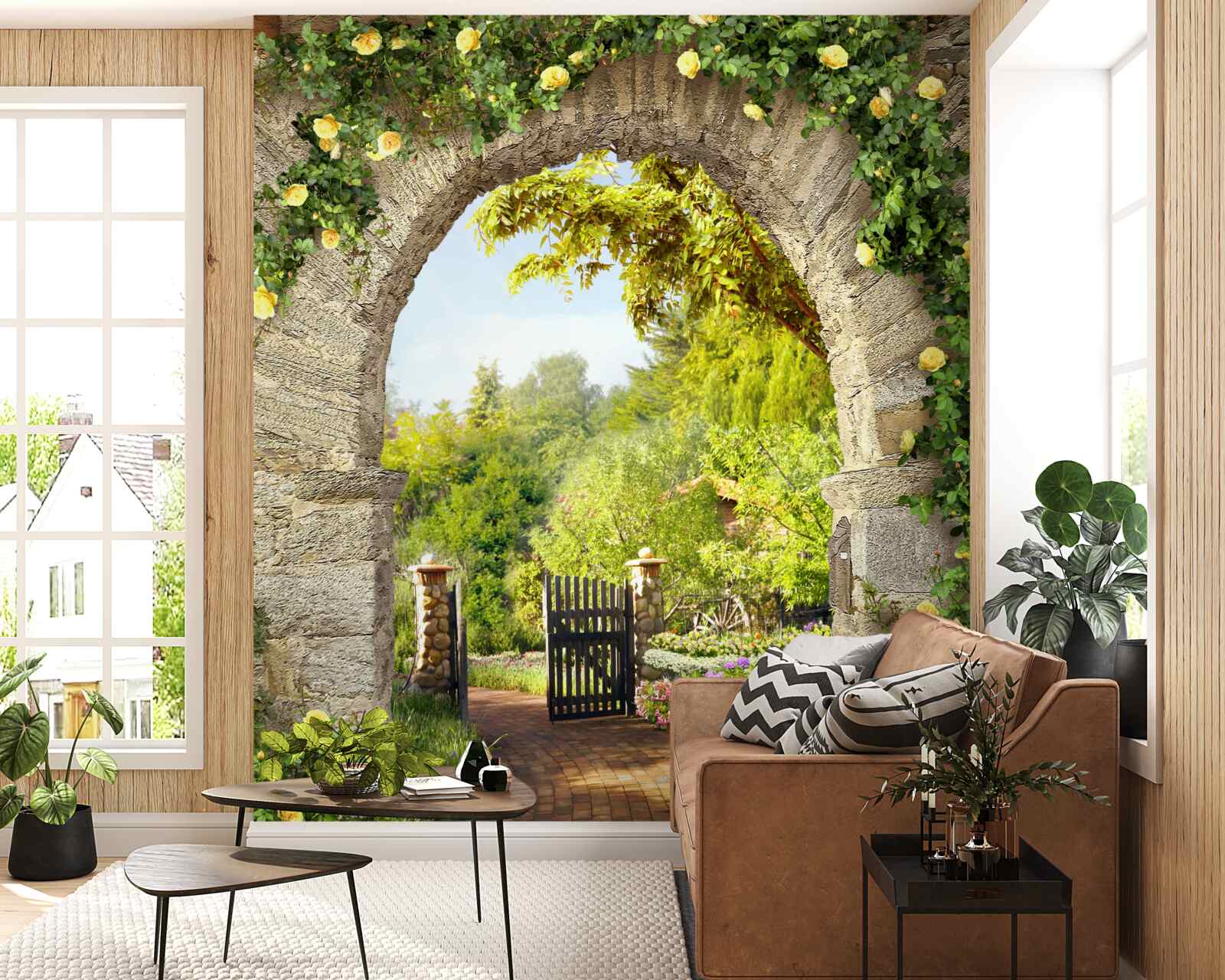 Papier peint jardin de roses