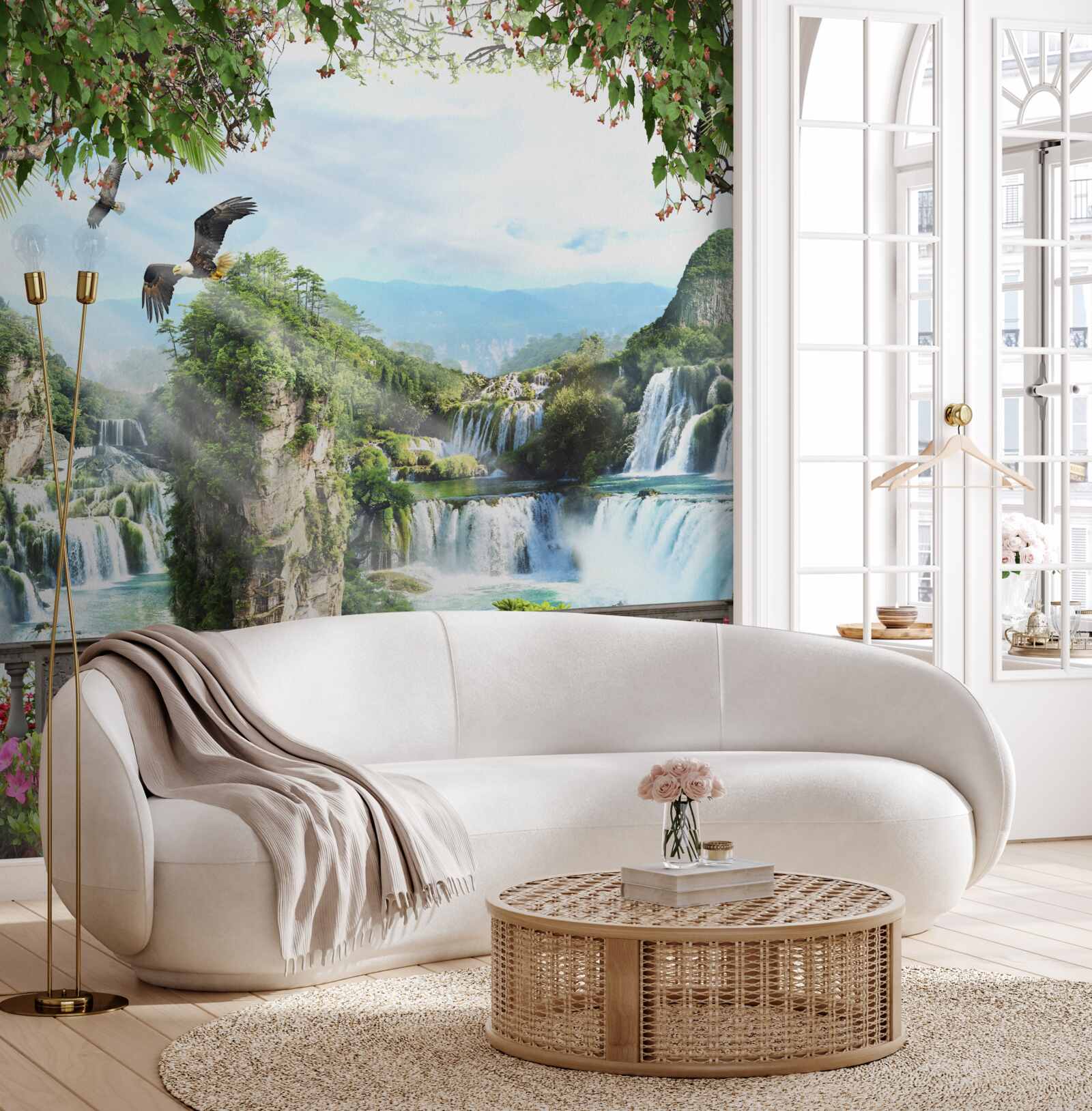 Papier peint panorama de magnifiques chutes d'eau