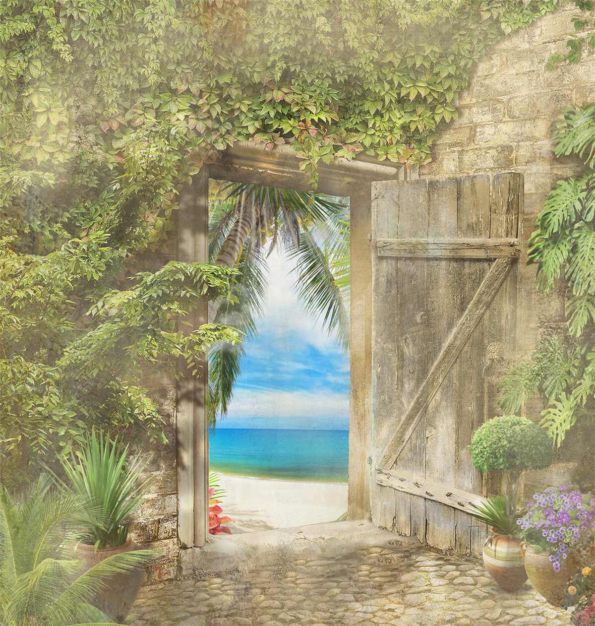 Papier peint accès à la mer et à la plage de sable