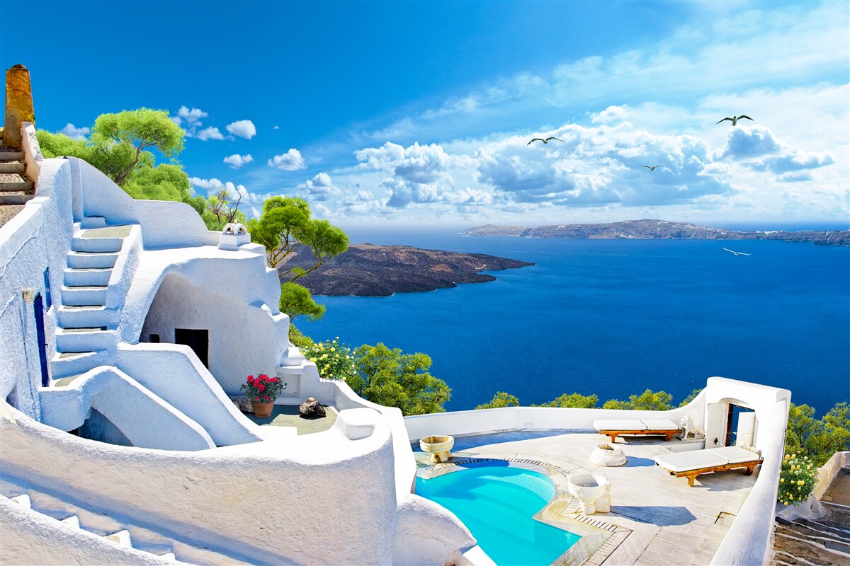 Papier peint l'île de santorini en grèce