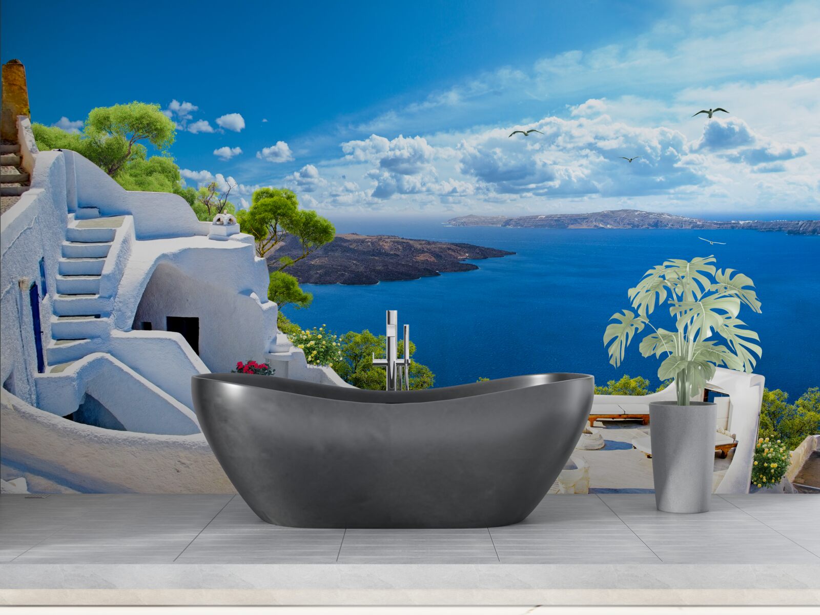 Papier peint l'île de santorini en grèce