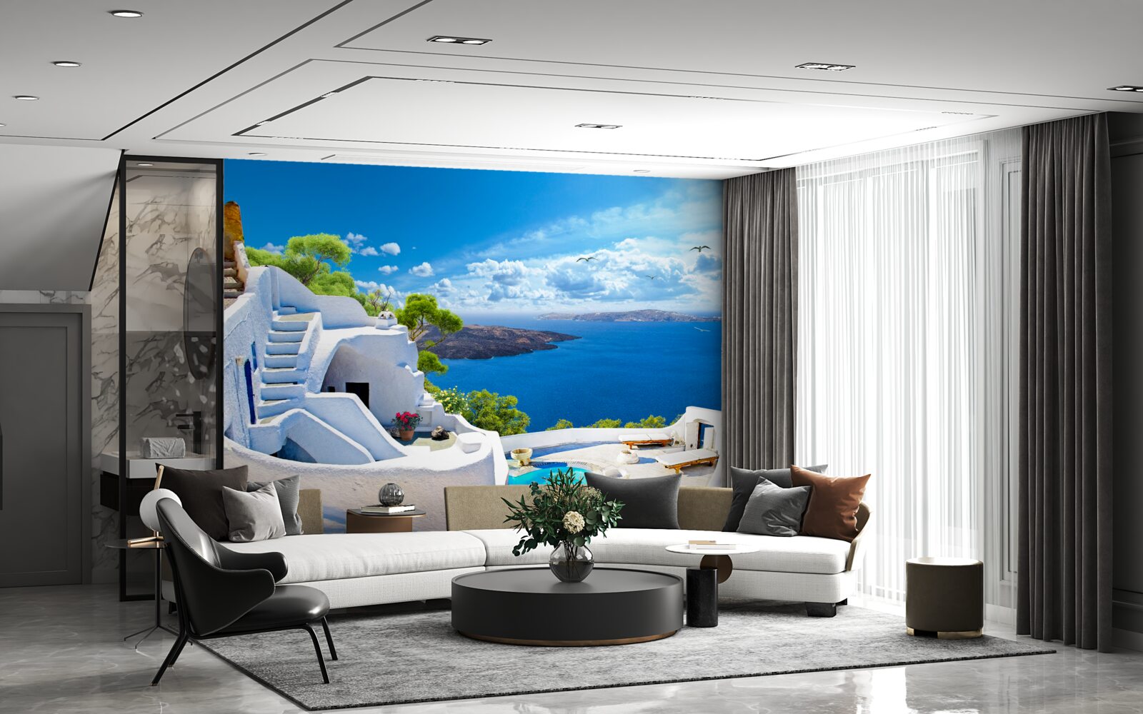 Papier peint l'île de santorini en grèce