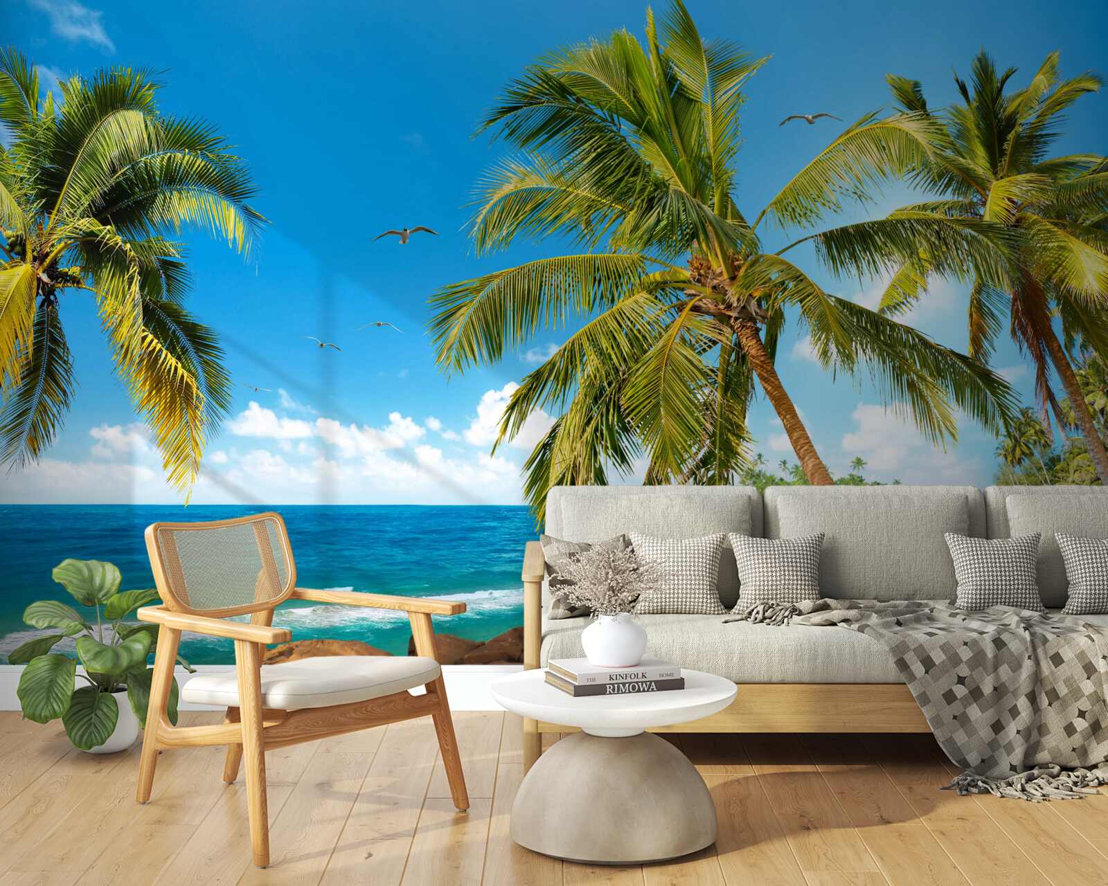 Papier peint grands palmiers près de la côte