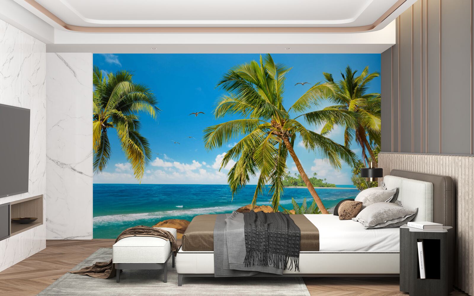 Papier peint grands palmiers près de la côte