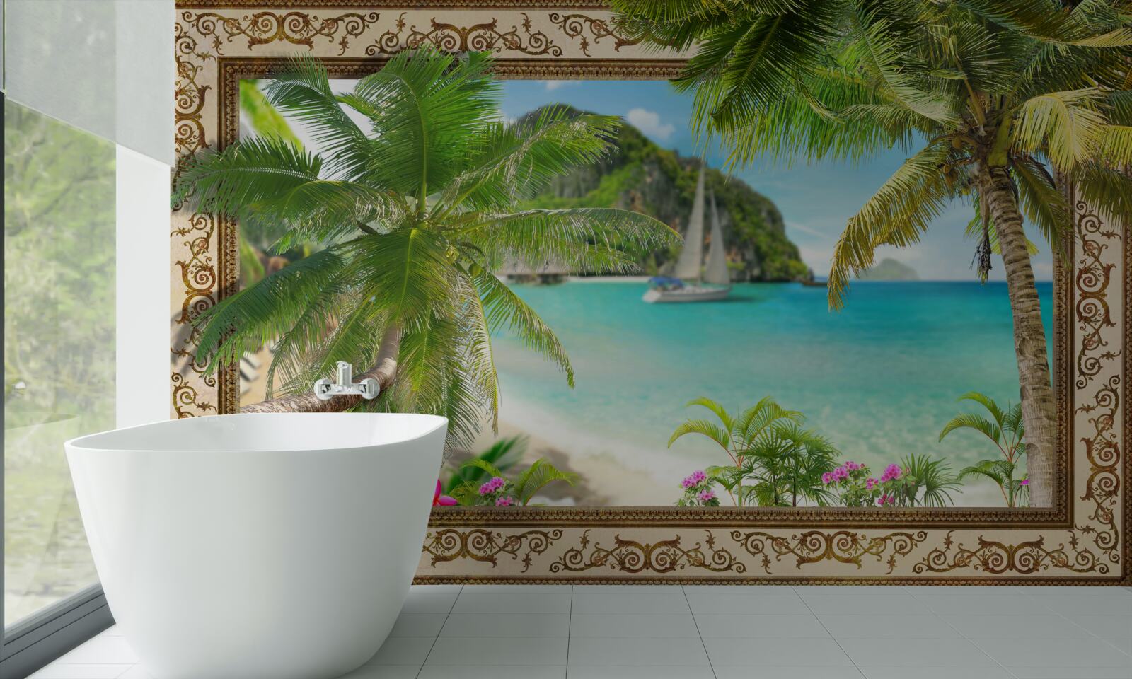 Papier peint yacht à voiles en mer