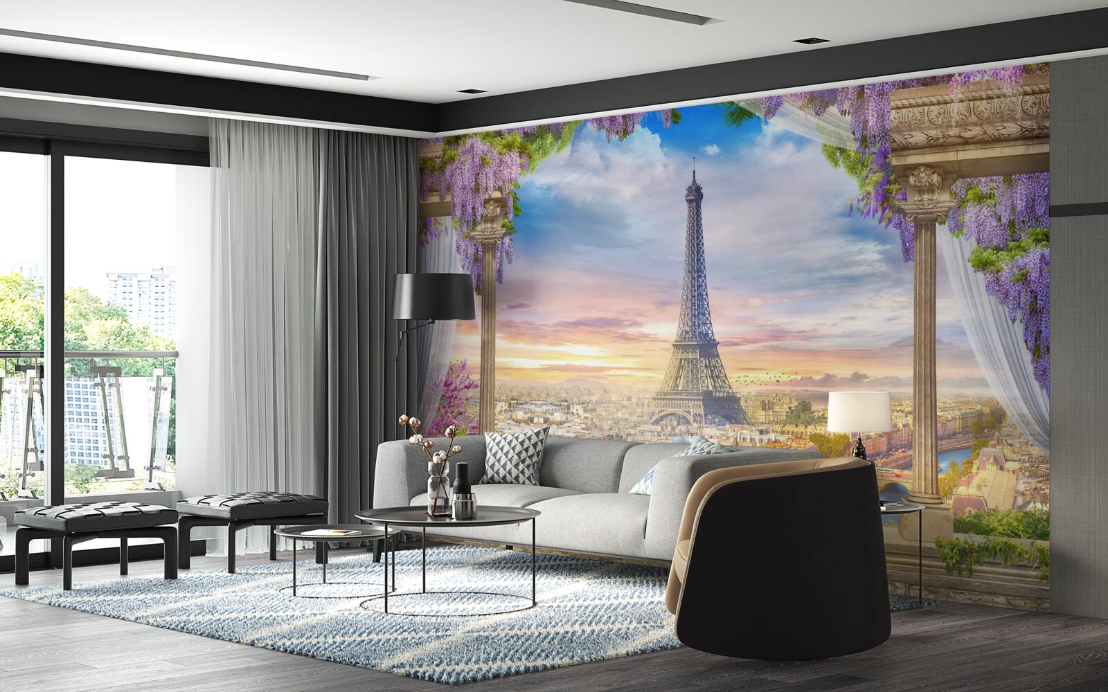 Papier peint vue magnifique de la tour eiffel