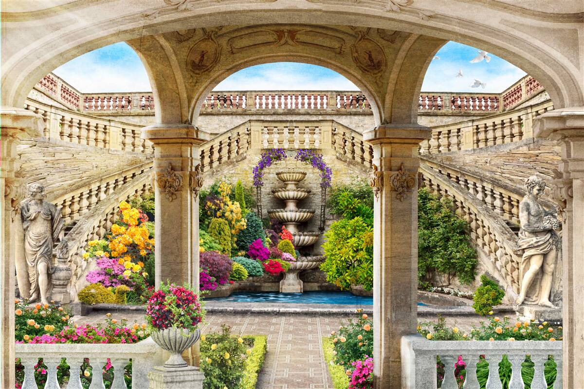 Papier peint cette fontaine avec ses magnifiques statues