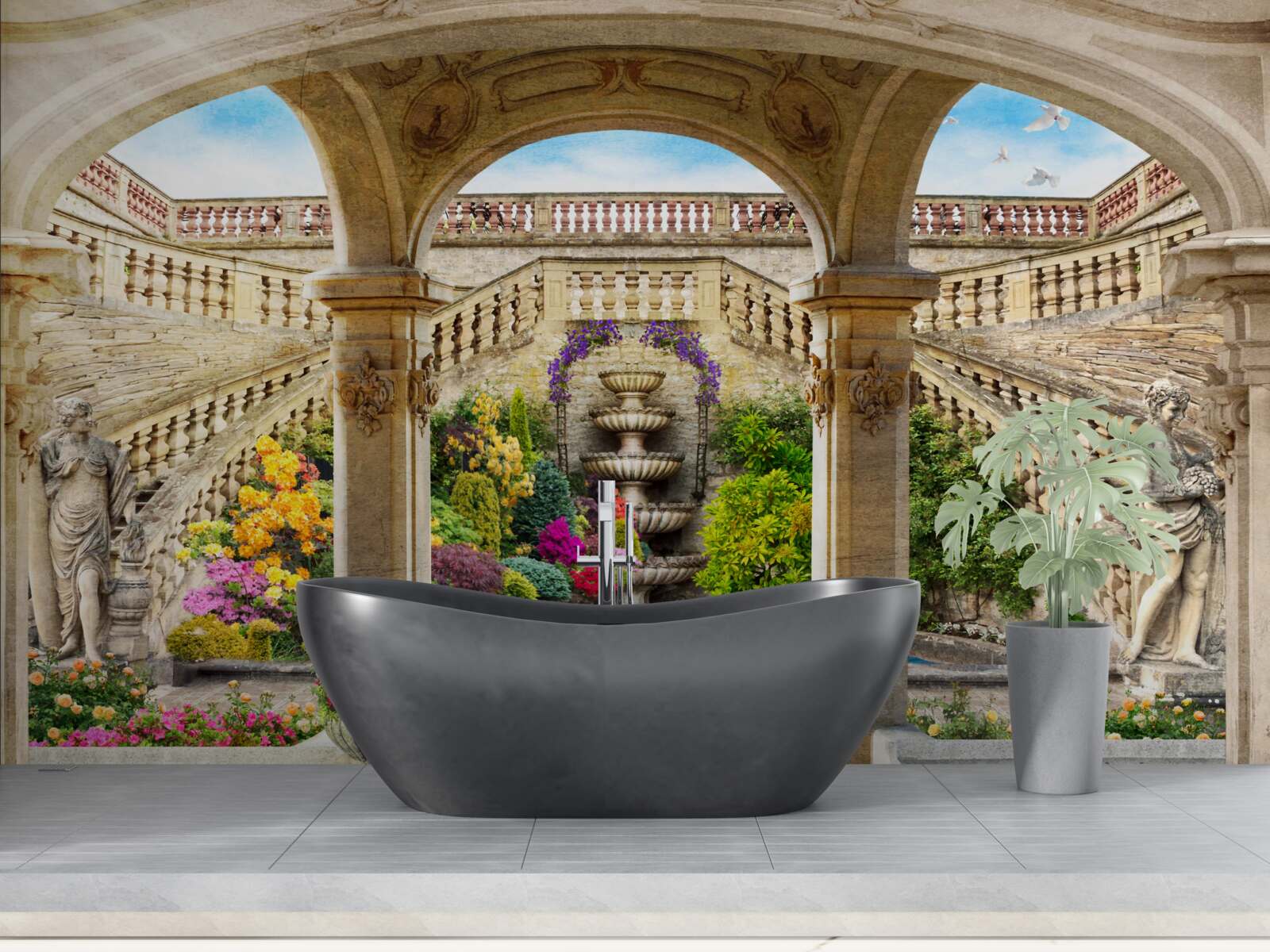 Papier peint cette fontaine avec ses magnifiques statues