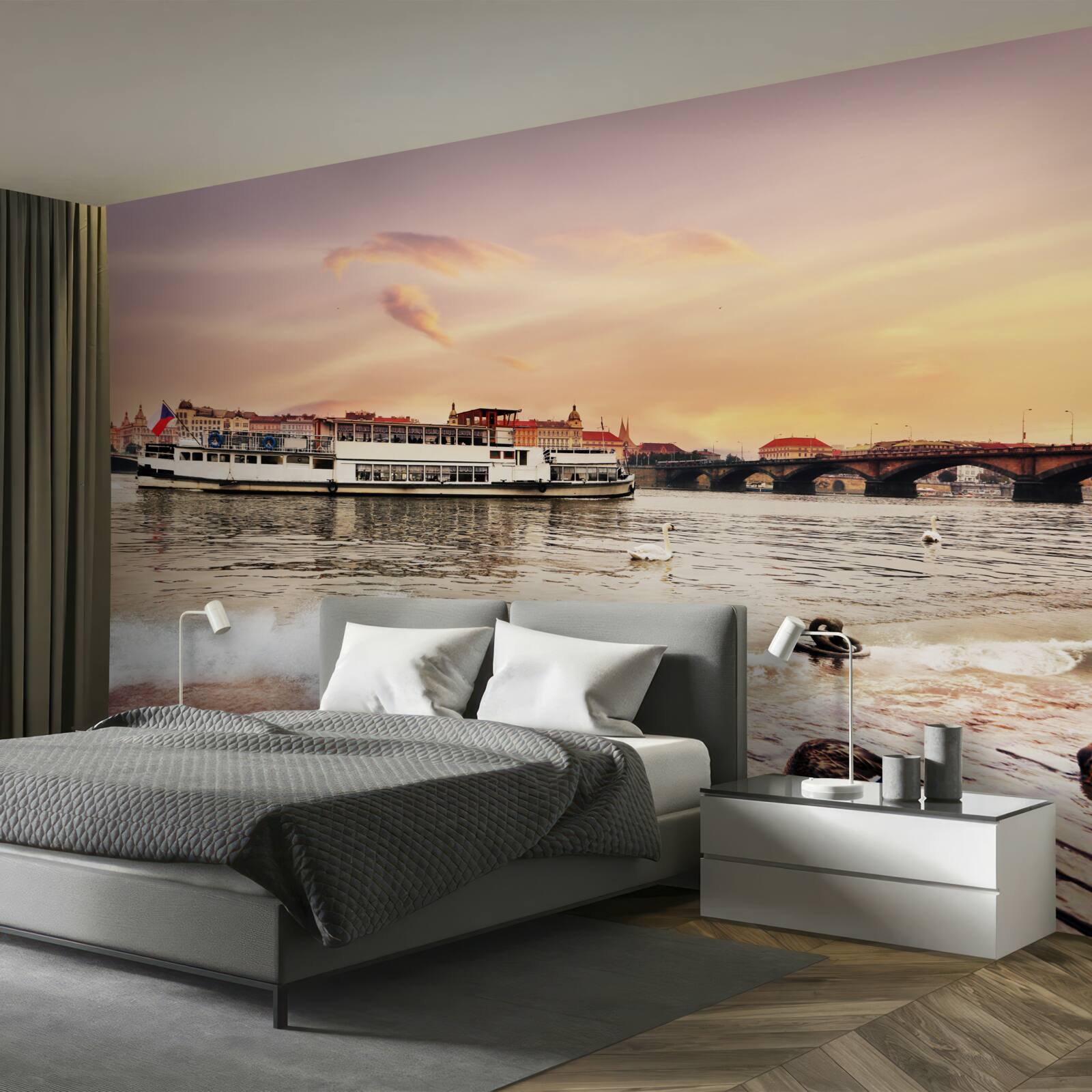 Papier peint canards près de l'étang