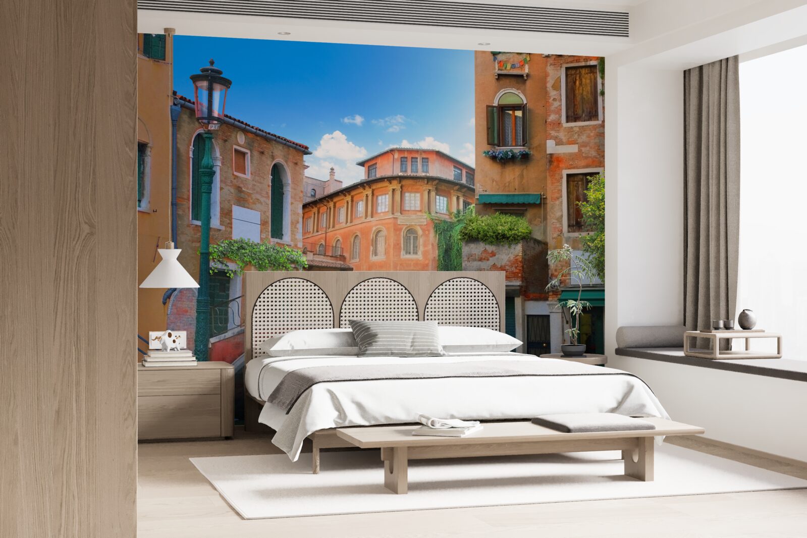 Papier peint les bâtiments et la structure des ponts endommagés