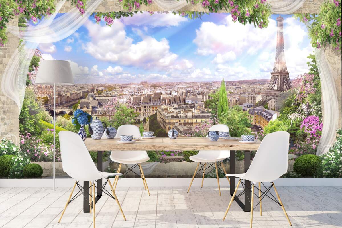 Papier peint l'horizon de paris et son symbole principal