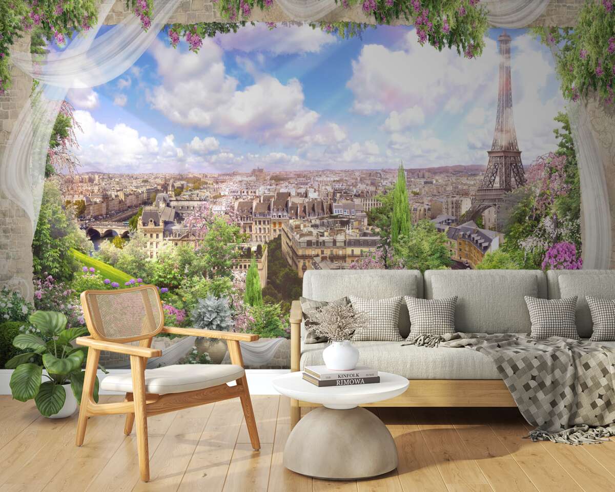 Papier peint l'horizon de paris et son symbole principal