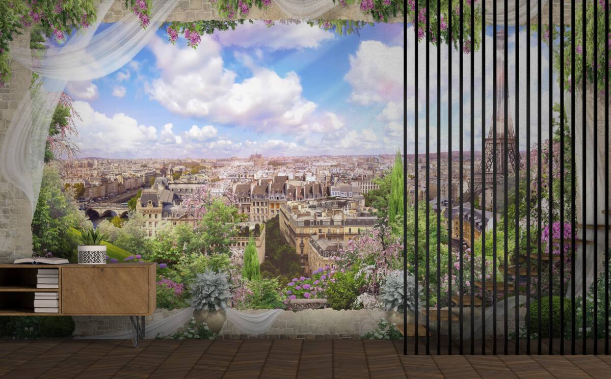 Papier peint l'horizon de paris et son symbole principal