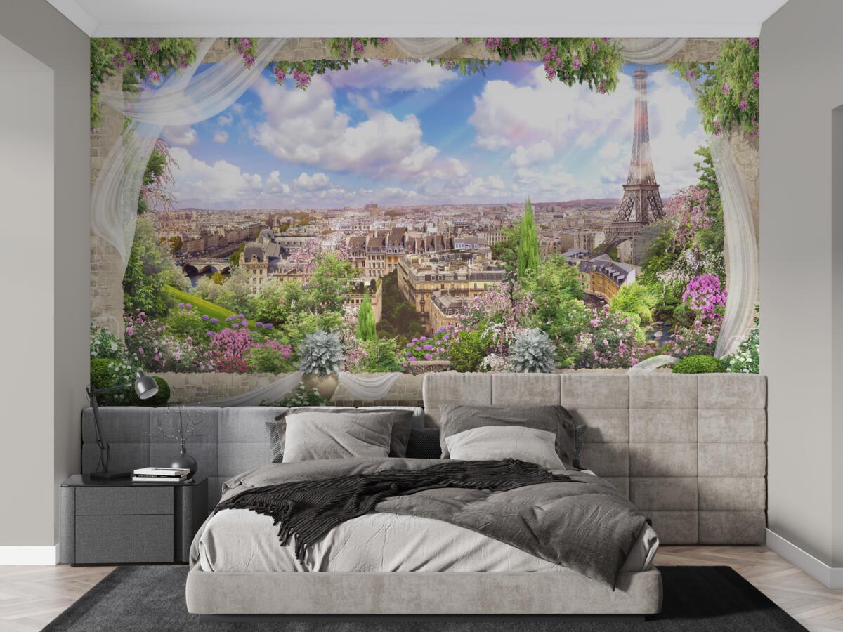 Papier peint l'horizon de paris et son symbole principal