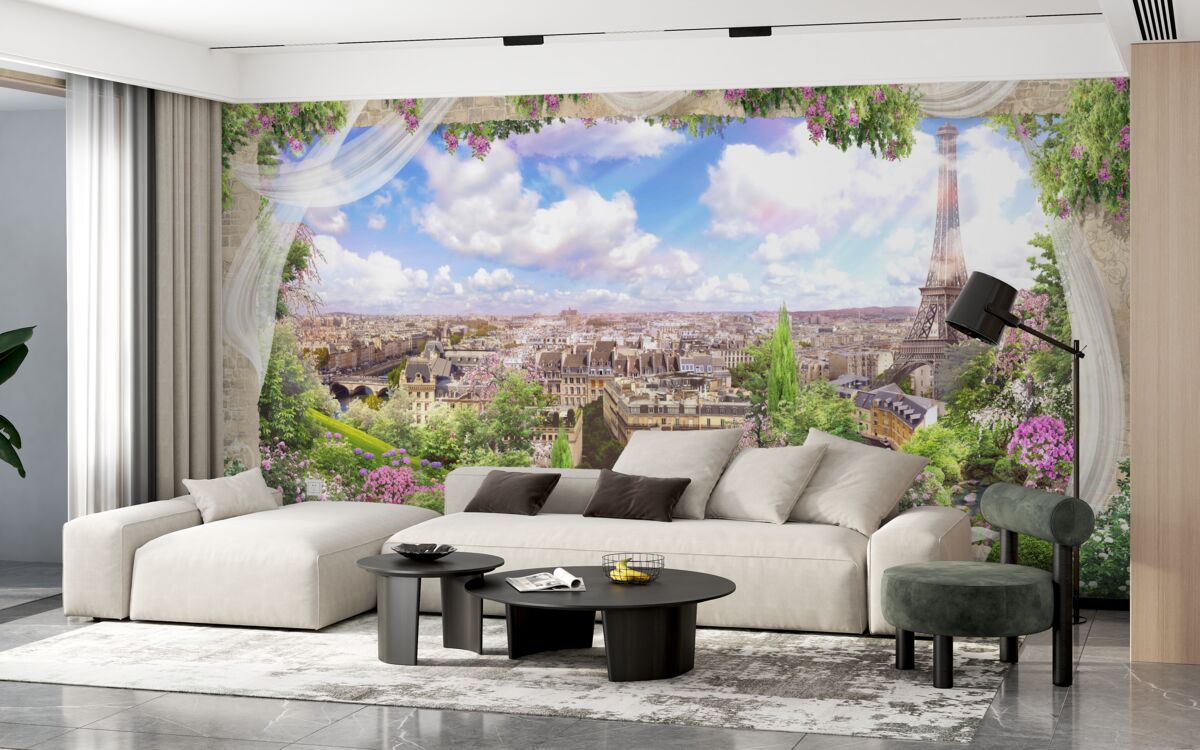 Papier peint l'horizon de paris et son symbole principal