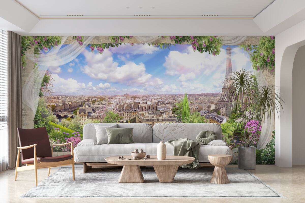 Papier peint l'horizon de paris et son symbole principal