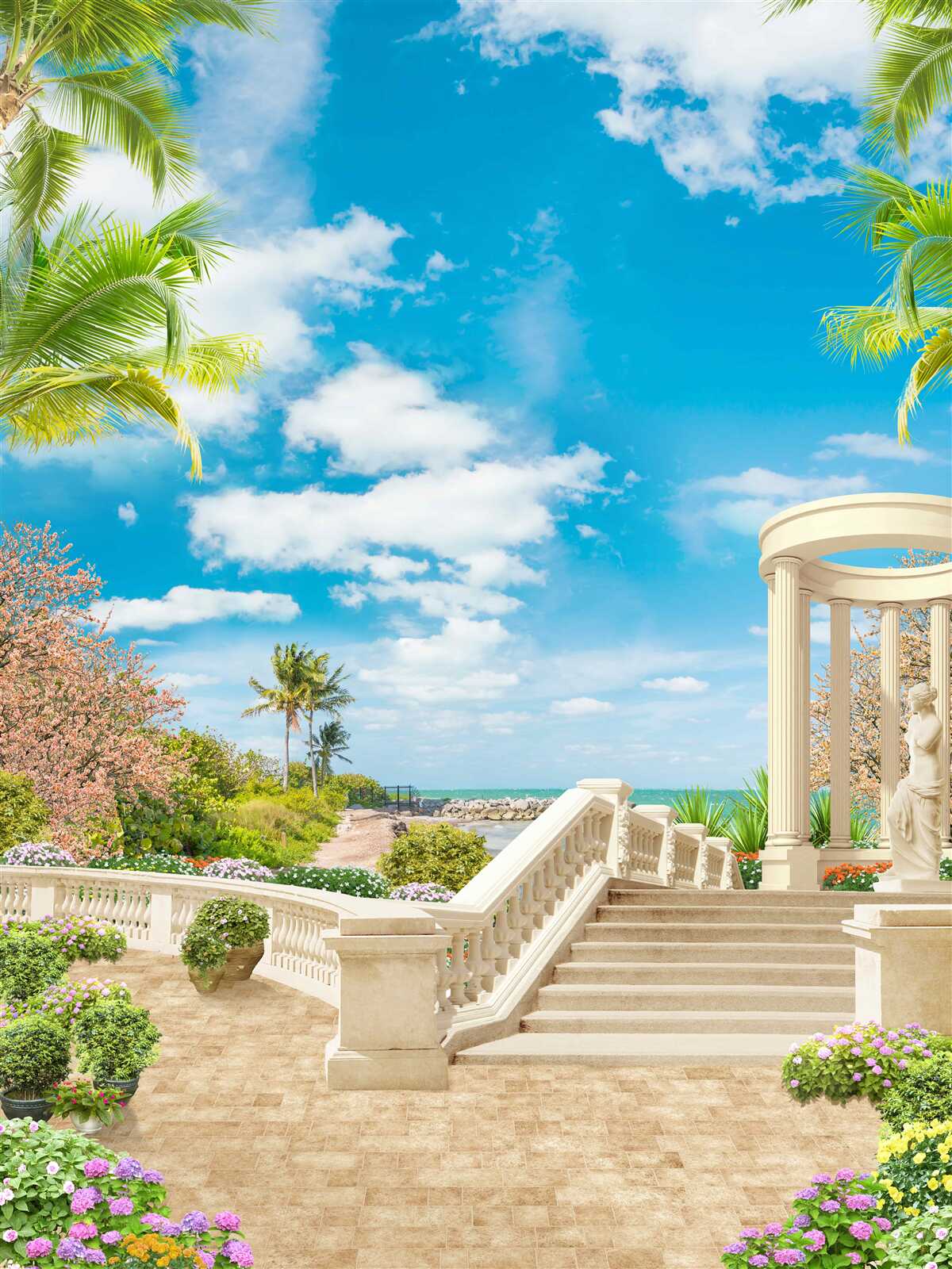 Papier peint il y a un belvédère au bord de la mer