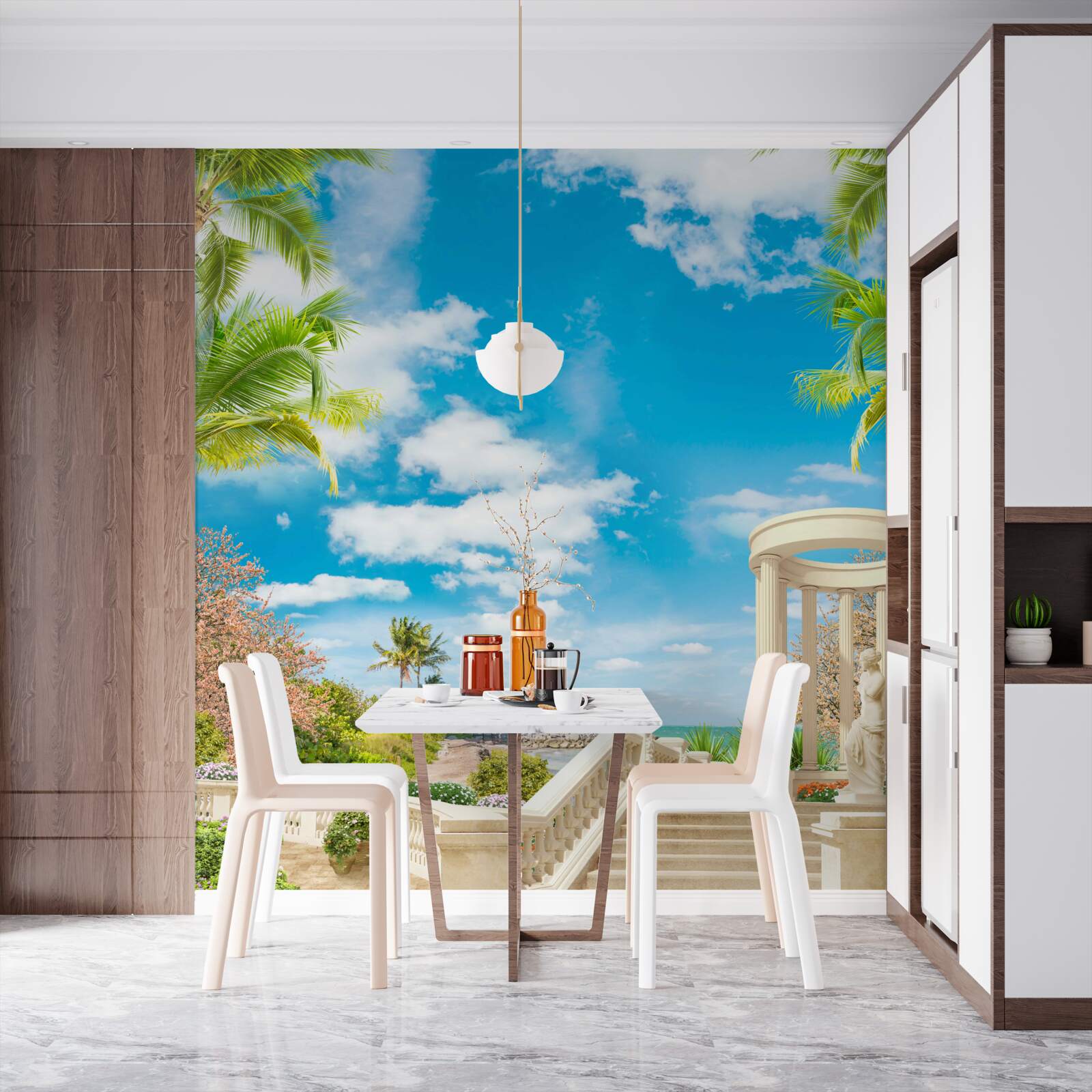 Papier peint il y a un belvédère au bord de la mer