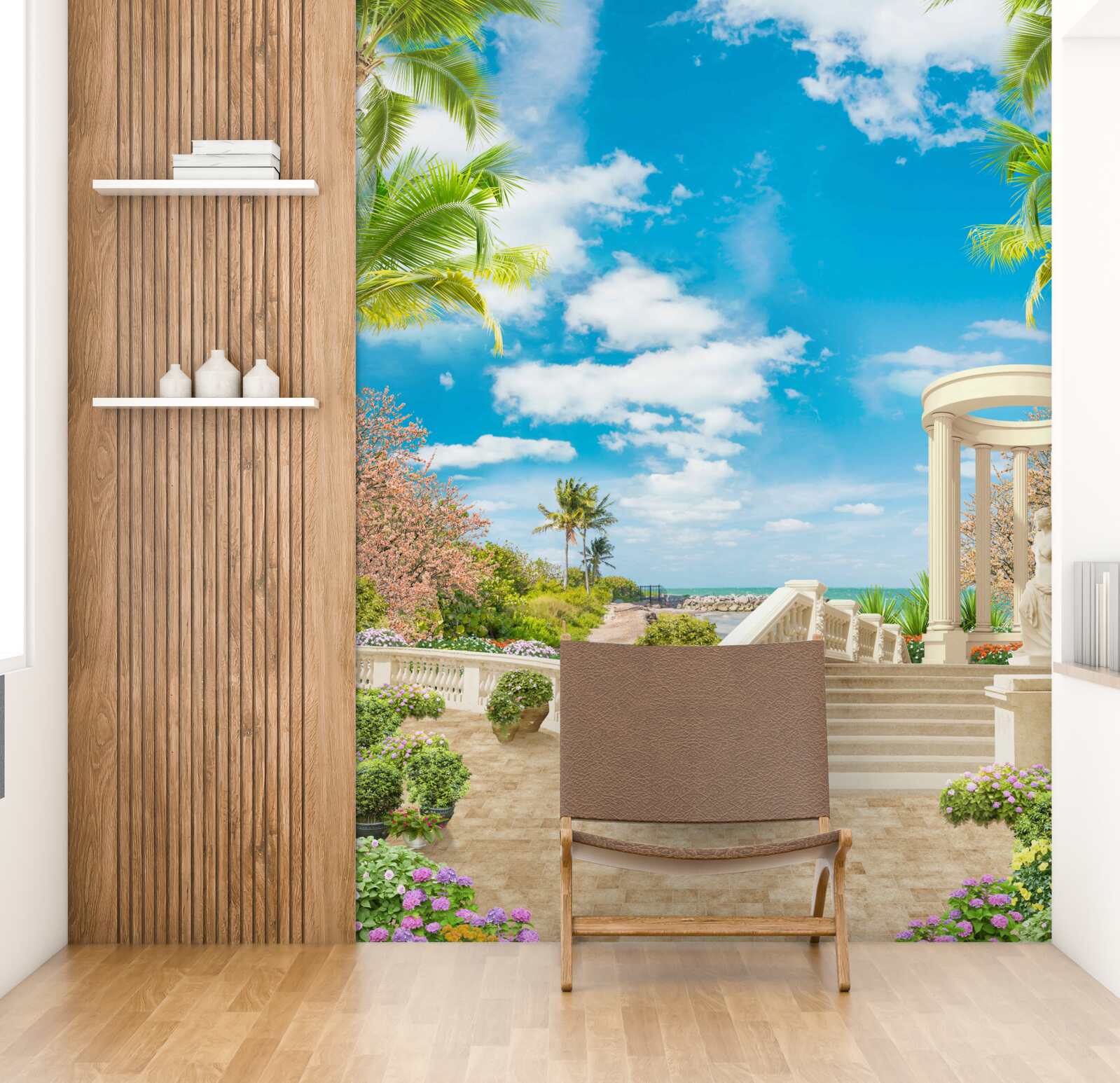 Papier peint il y a un belvédère au bord de la mer