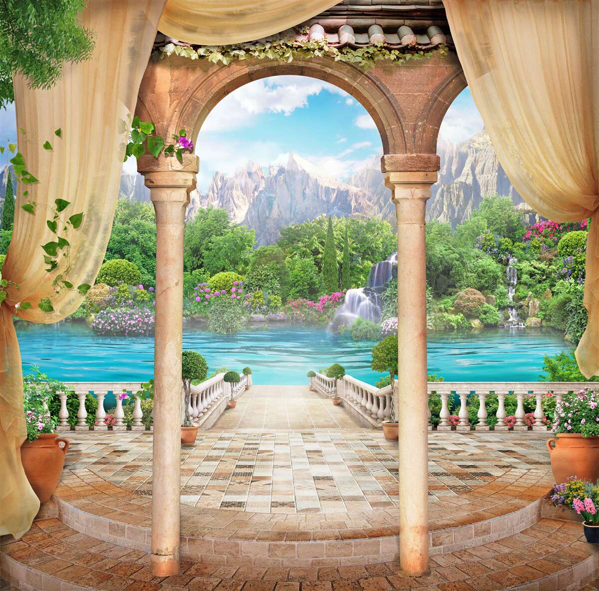 Papier peint gazebo confortable pour la détente