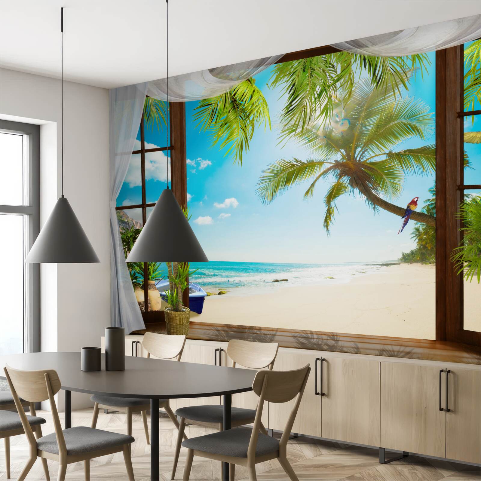 Papier peint sortie de la maison vers la plage de sable