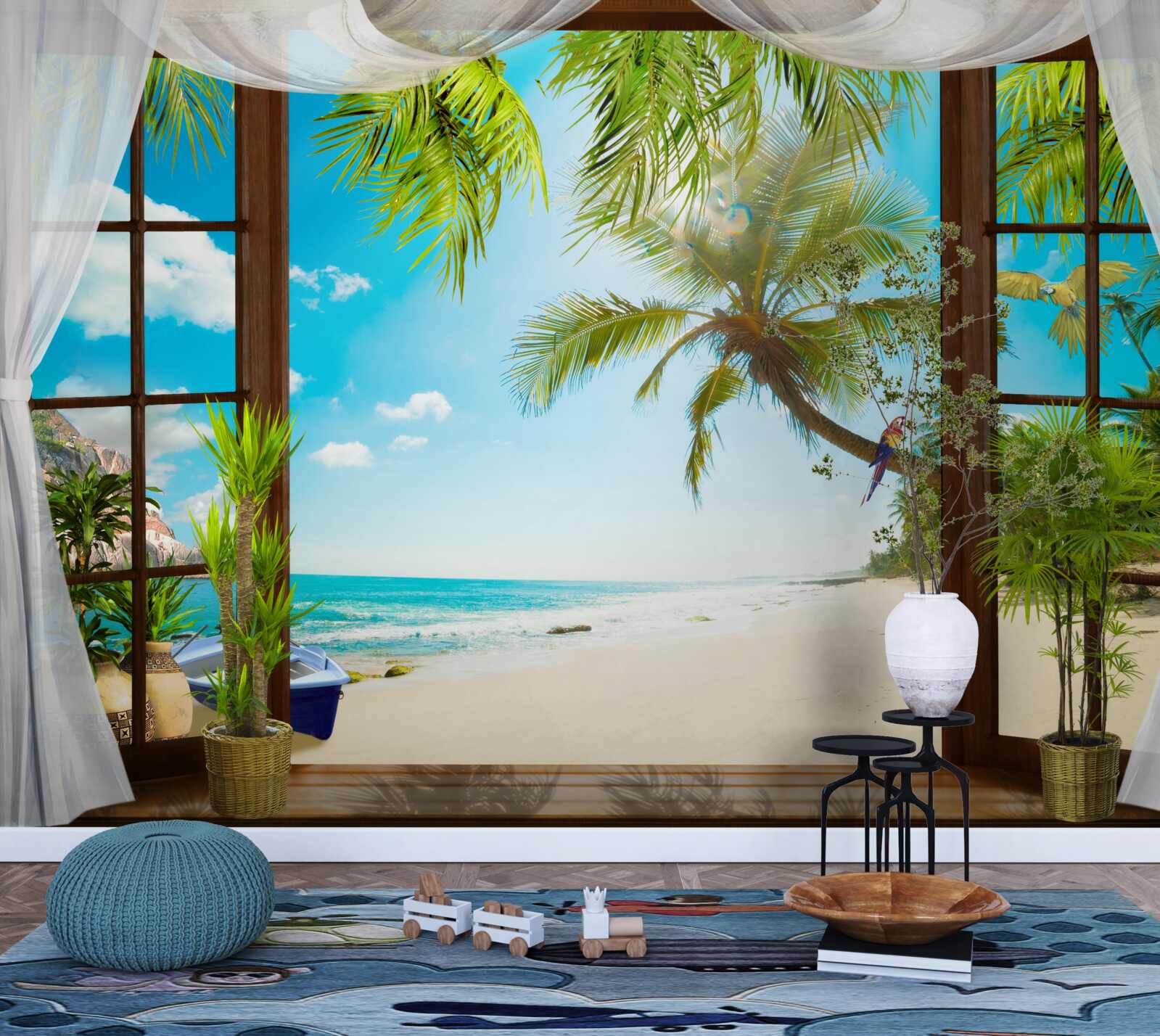 Papier peint sortie de la maison vers la plage de sable