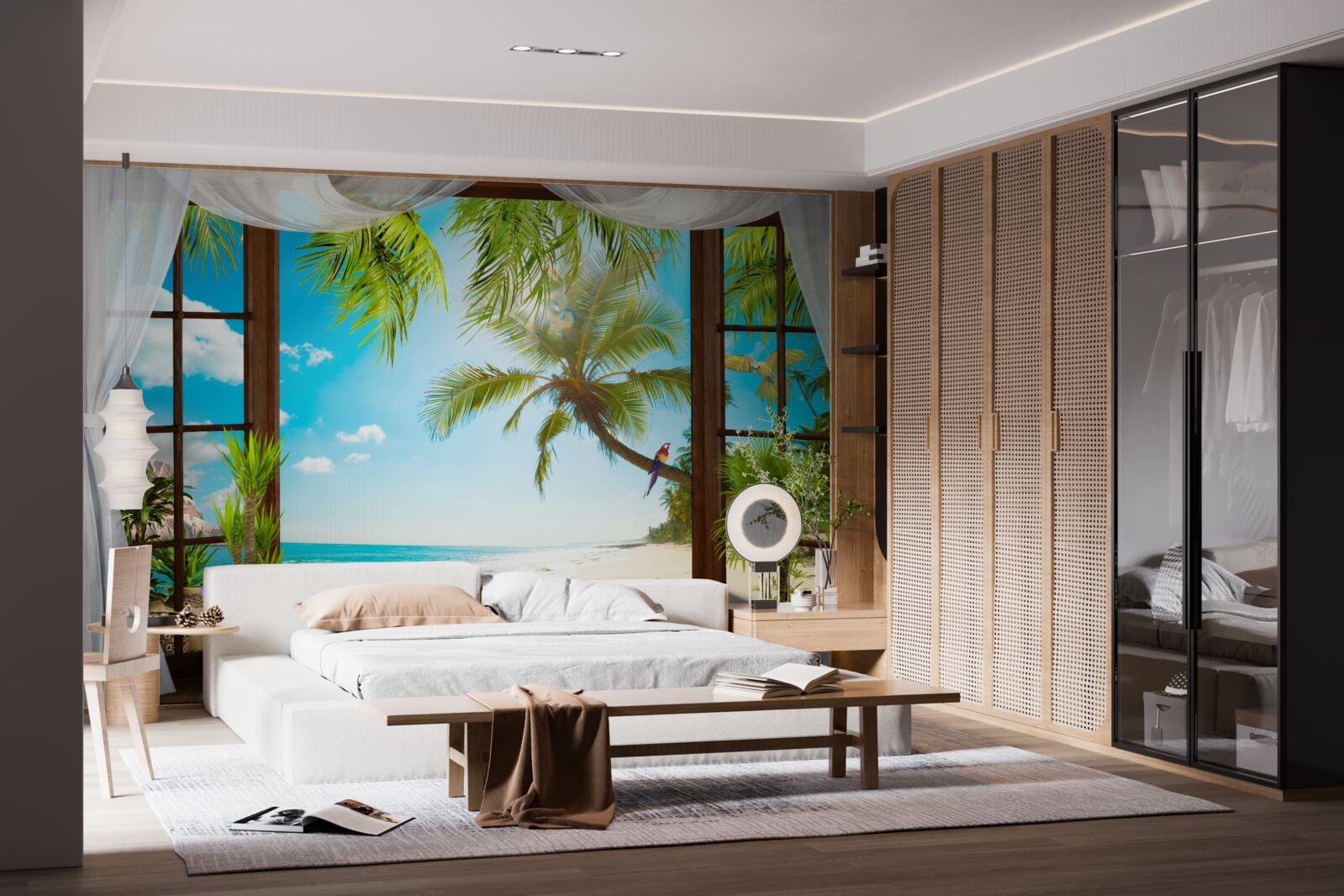 Papier peint sortie de la maison vers la plage de sable