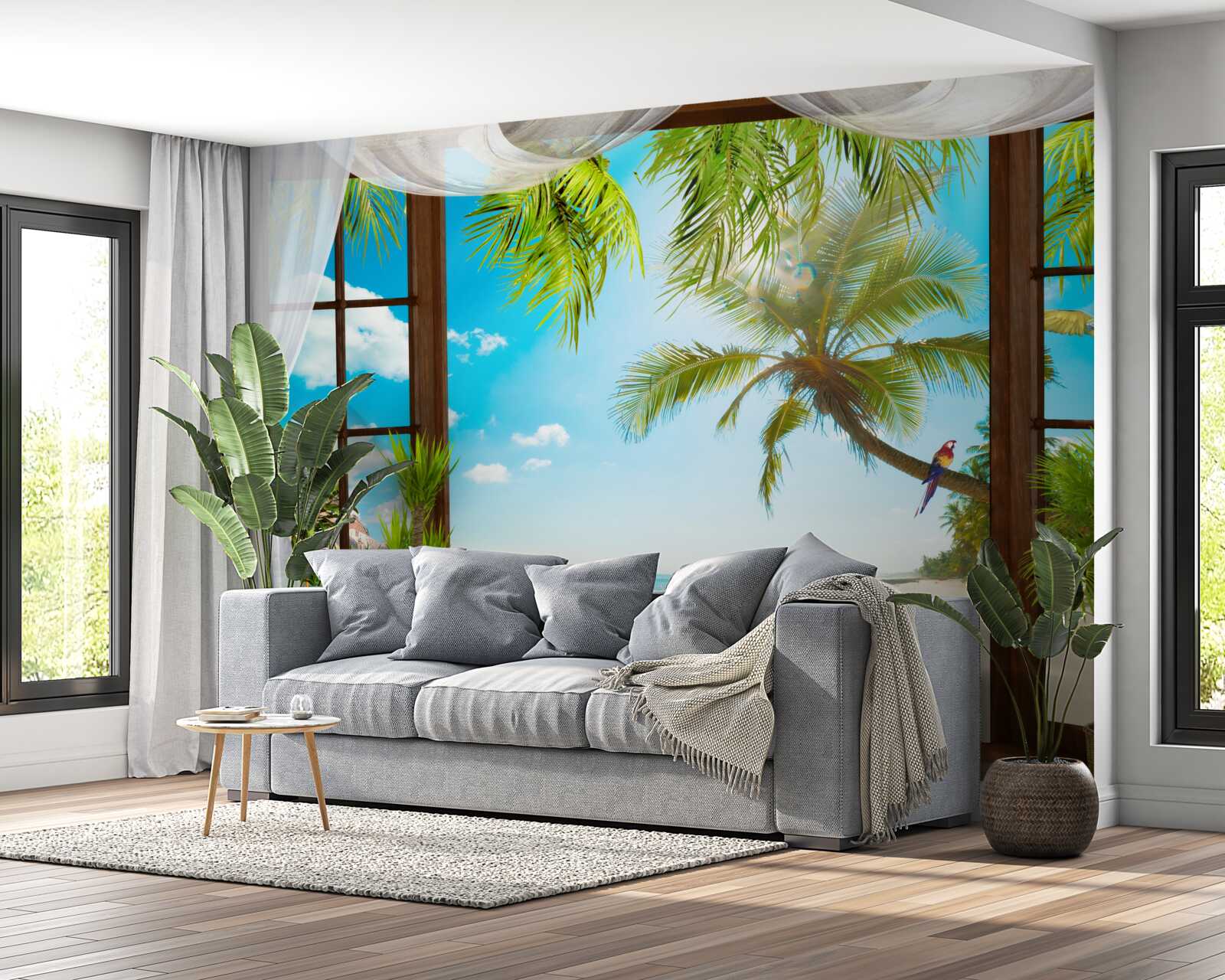 Papier peint sortie de la maison vers la plage de sable