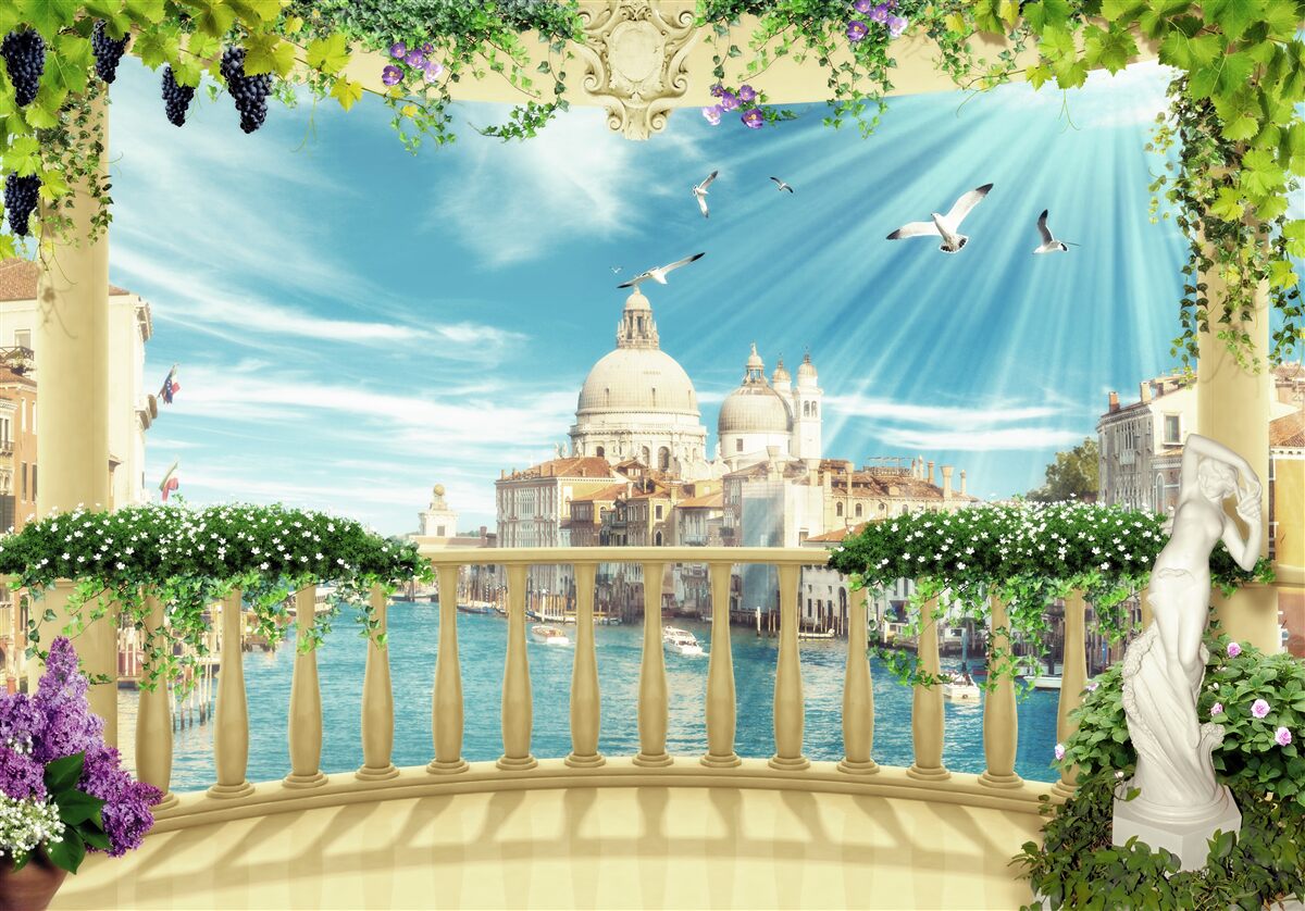 Papier peint vue du balcon sur la grandeur de venise