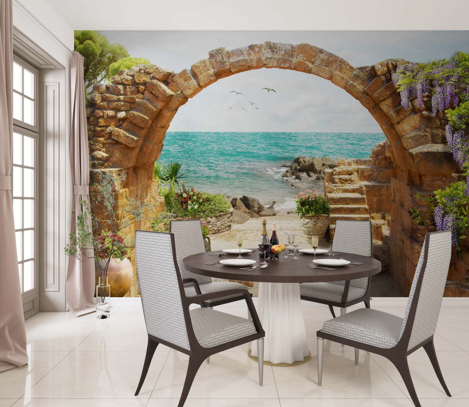 Papier peint arc ancien en pierre