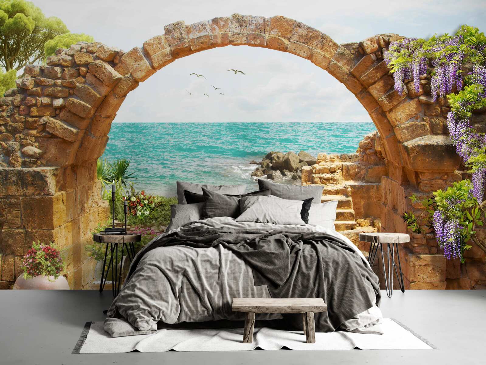 Papier peint arc ancien en pierre