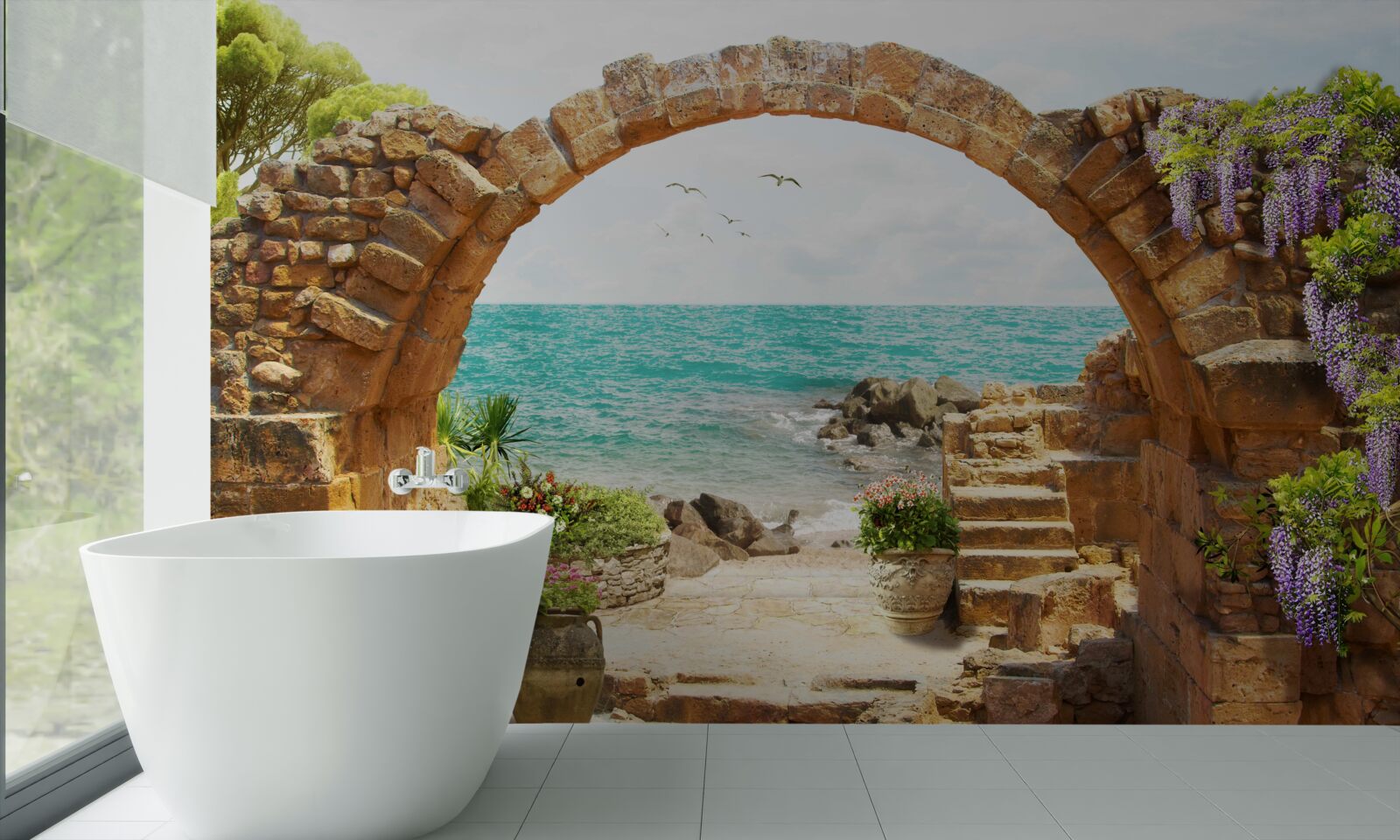 Papier peint arc ancien en pierre