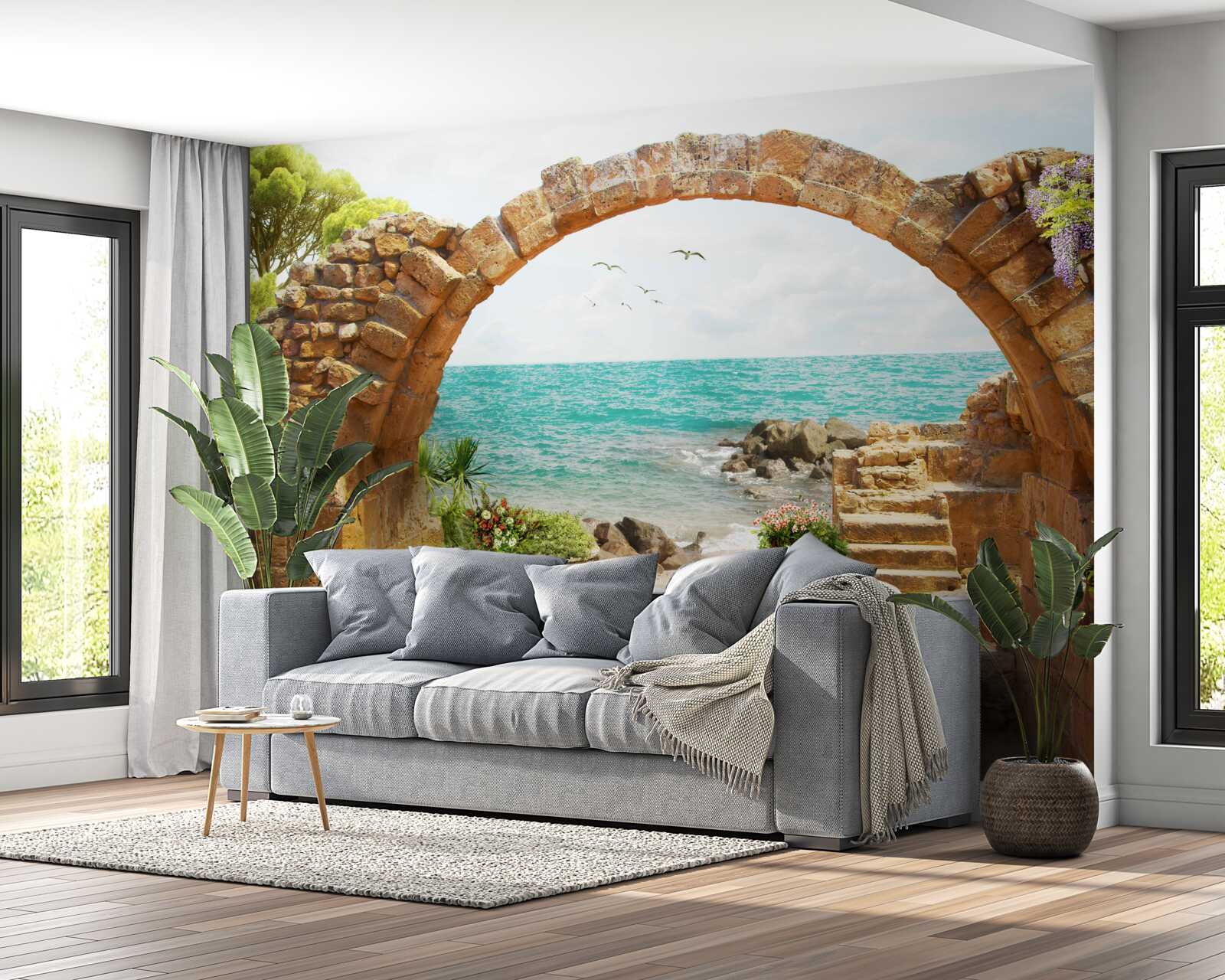 Papier peint arc ancien en pierre