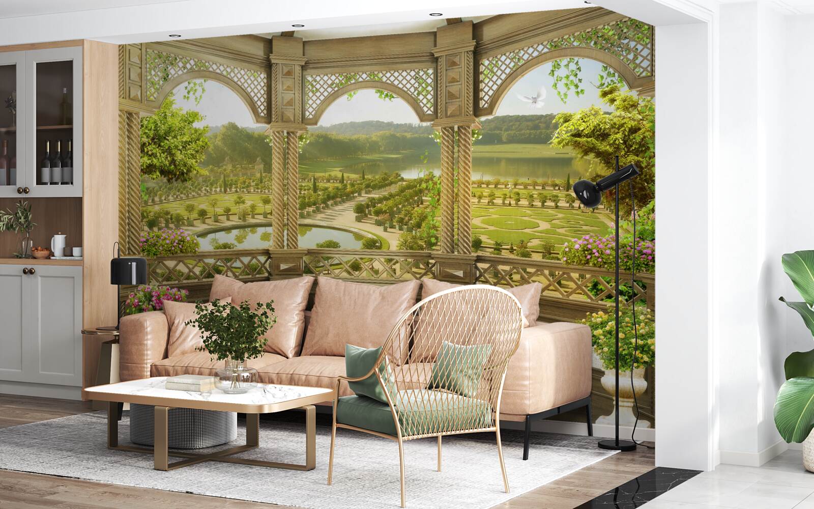 Papier peint élégant belvédère sculpté