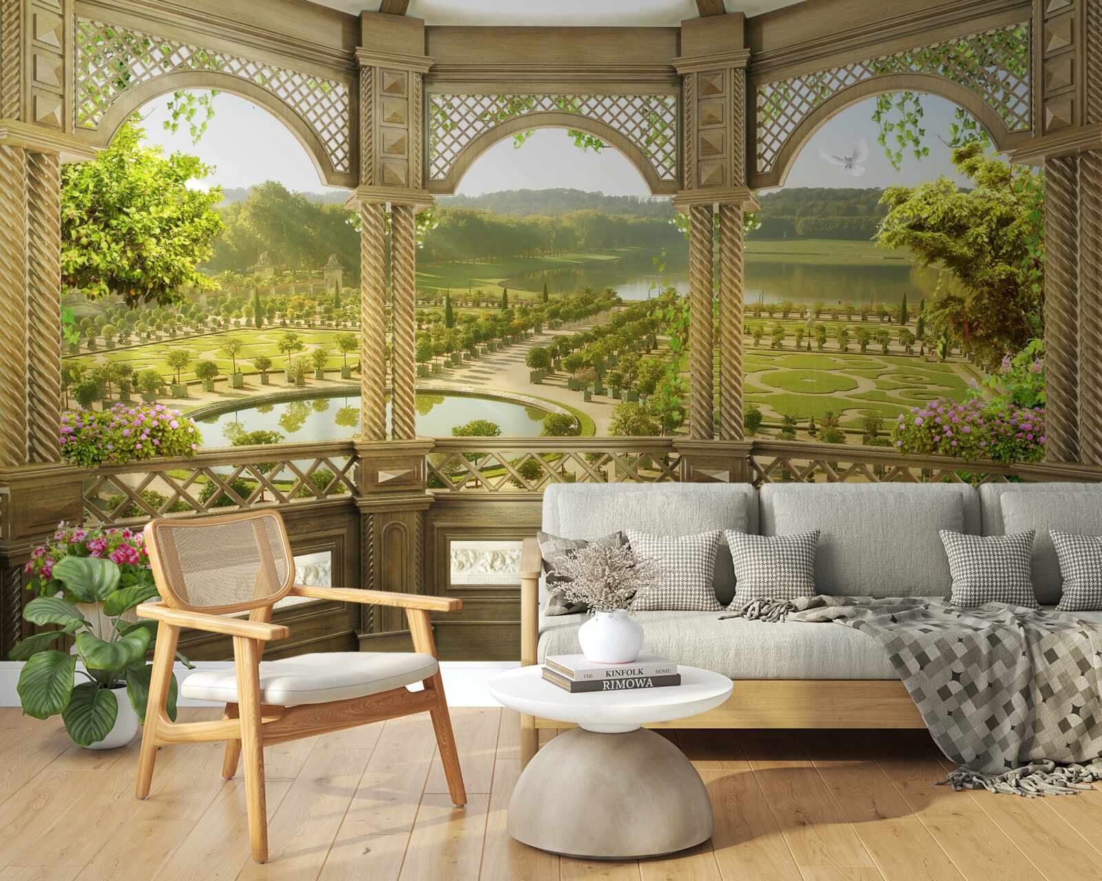 Papier peint élégant belvédère sculpté