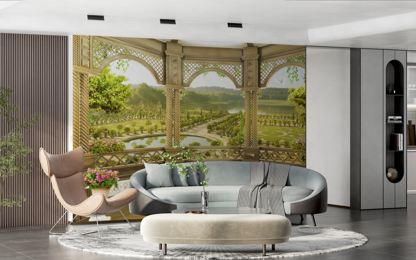 Papier peint élégant belvédère sculpté