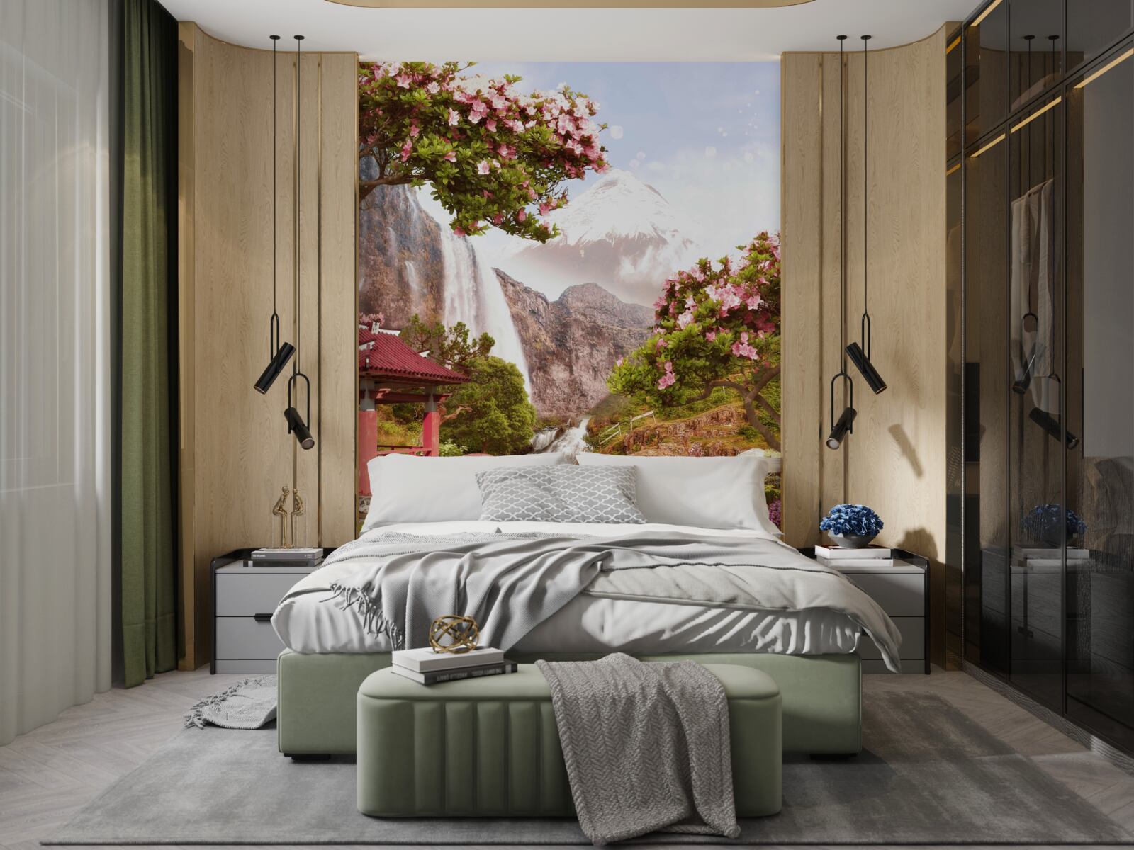 Papier peint un jardin fleuri à la beauté chinoise