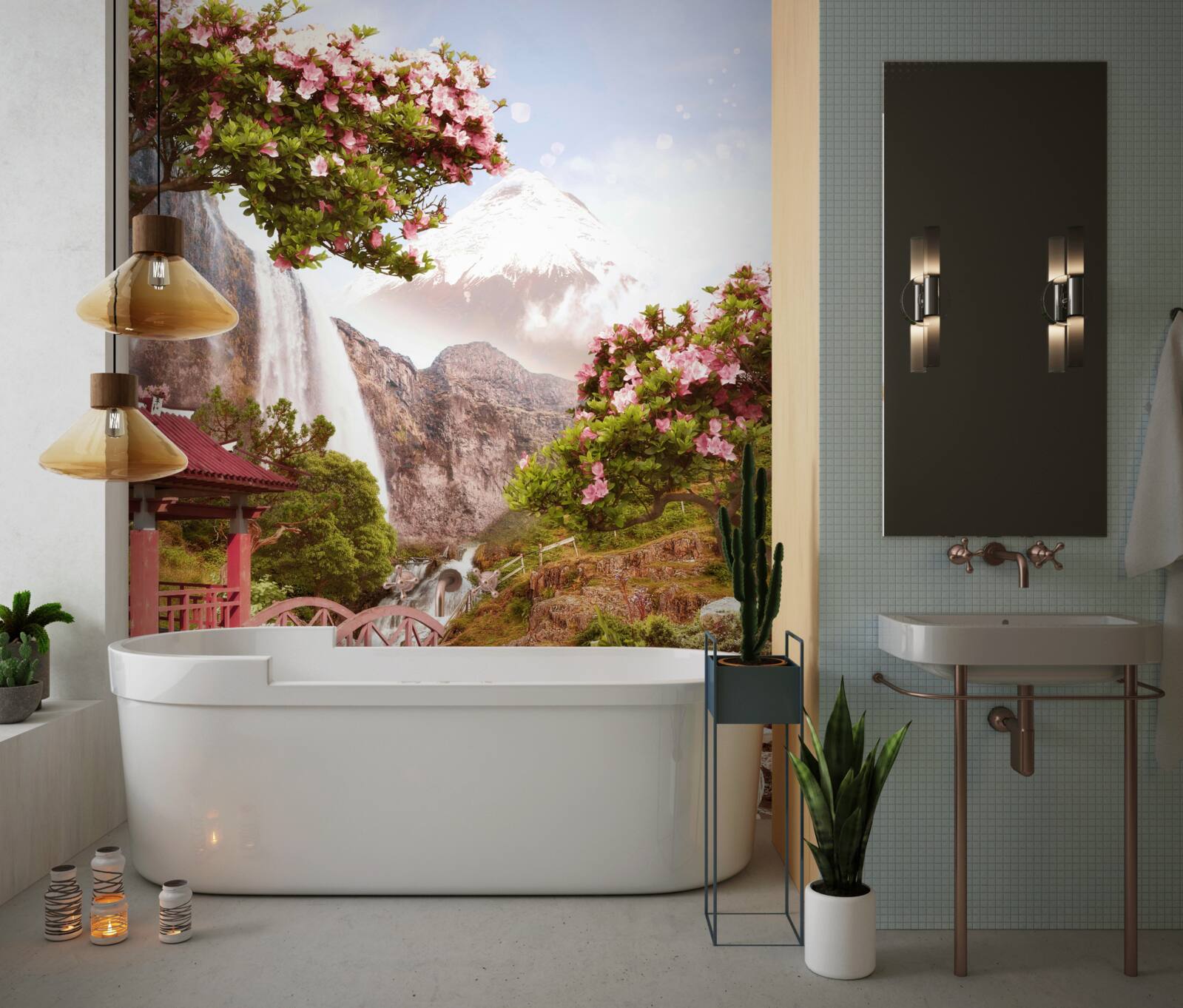 Papier peint un jardin fleuri à la beauté chinoise