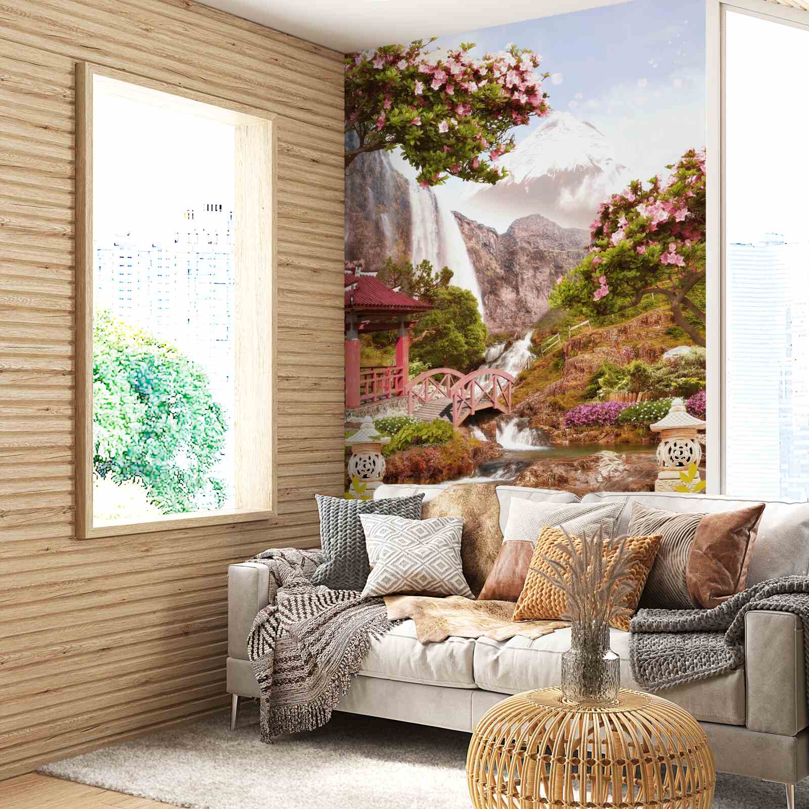 Papier peint un jardin fleuri à la beauté chinoise