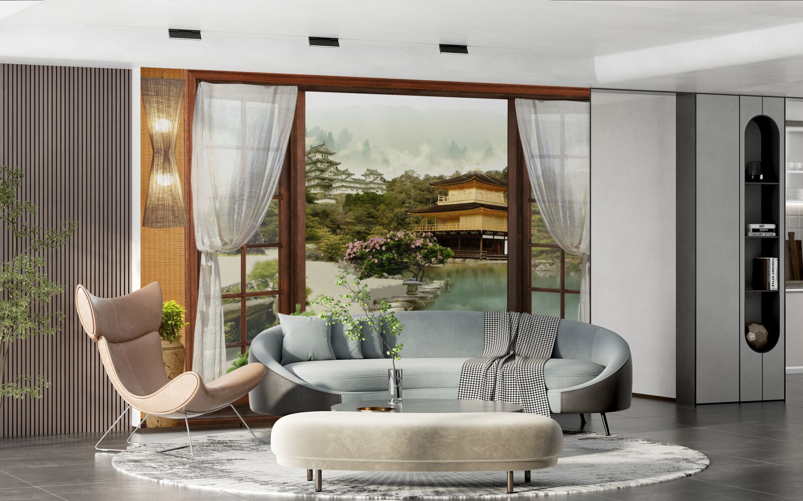 Papier peint vue d'une maison de style oriental