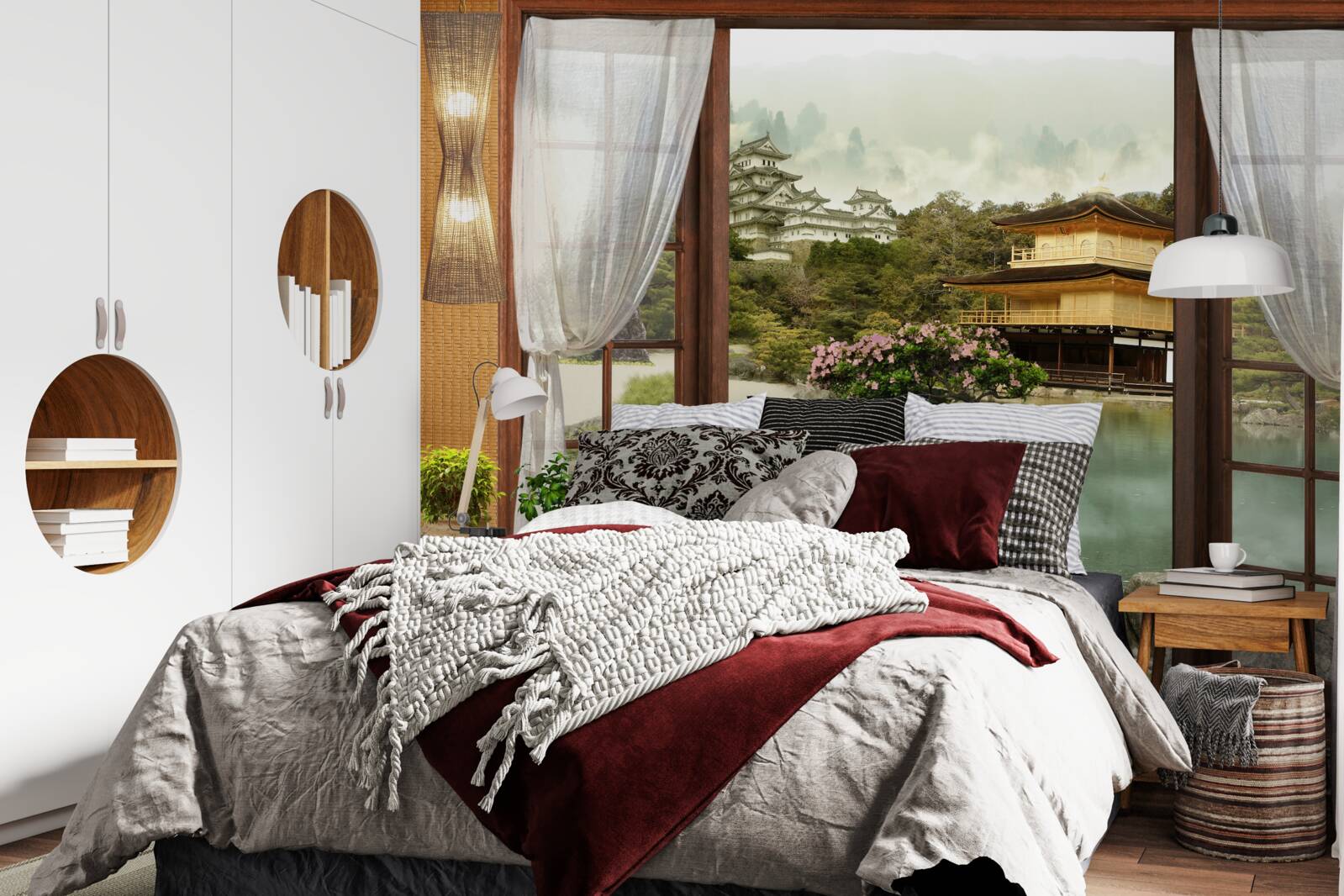 Papier peint vue d'une maison de style oriental