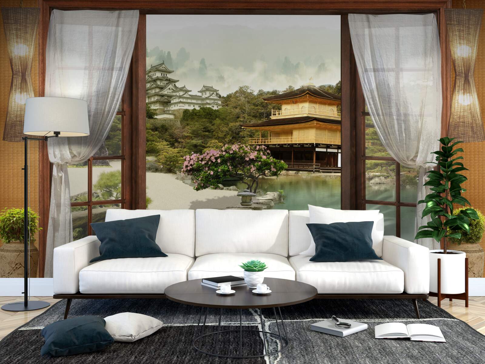 Papier peint vue d'une maison de style oriental