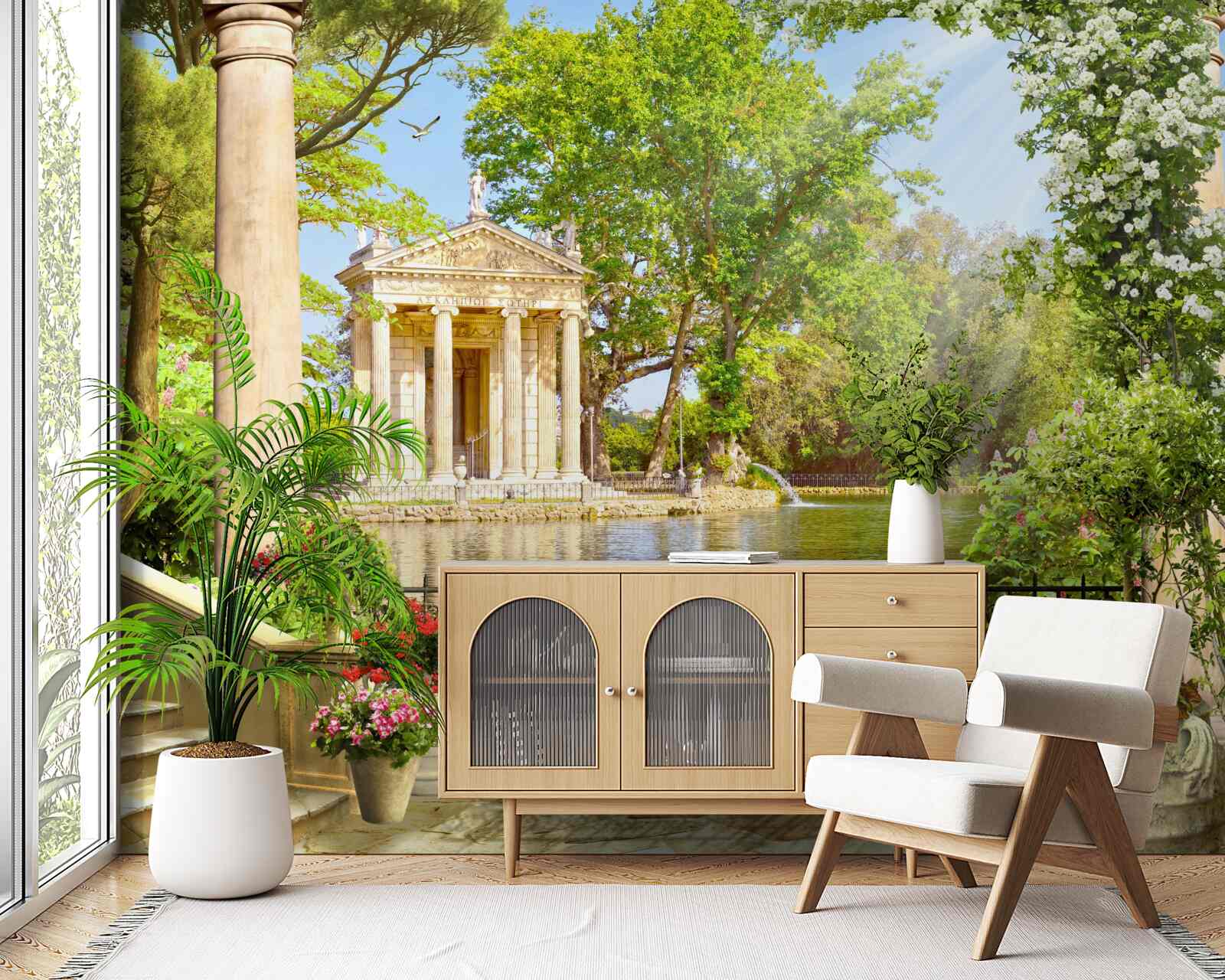 Papier peint panorama du lac et du pavillon