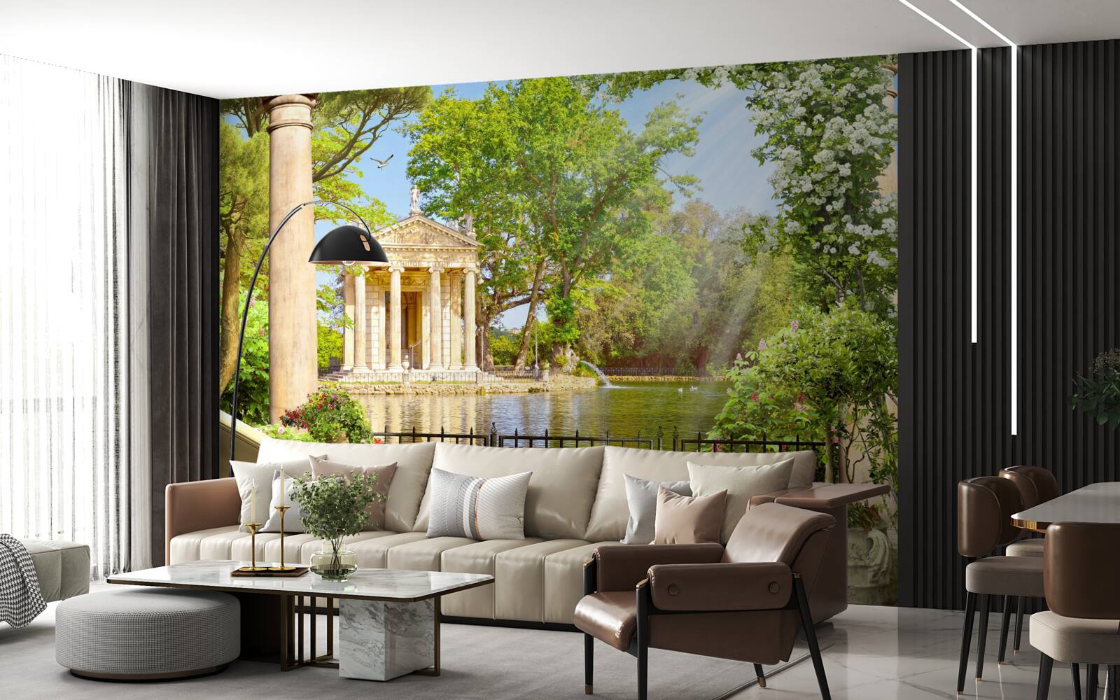 Papier peint panorama du lac et du pavillon