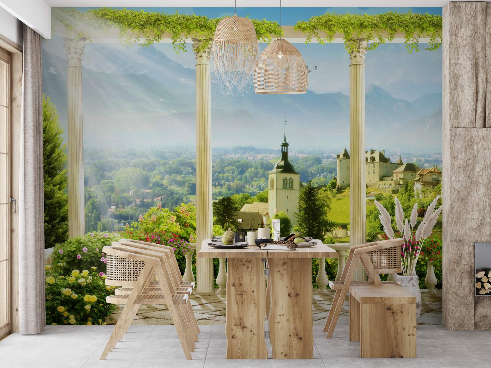 Papier peint vue de l'italie depuis le balcon